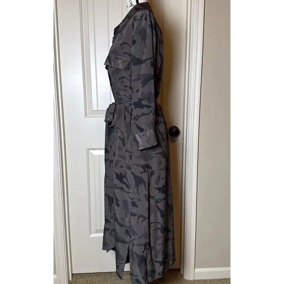 L Agence Button Front 3/4 Sleeve Abstract Silk Dress Purple Size M Designer Luxe - Picture 10 of 16